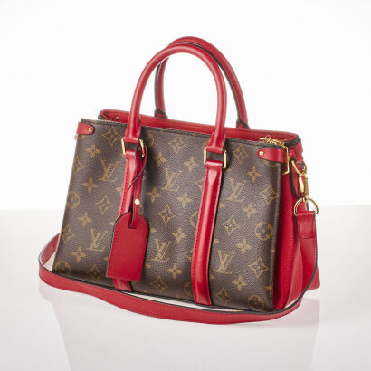 Louis Vuitton Monogram Canvas & Red Leather Soufflot Bag