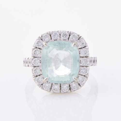 18ct White Gold, 5.74ct Aquamarine and 1.38ct Diamond Ring