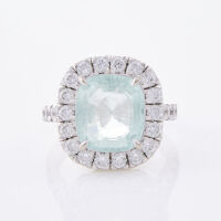 18ct White Gold, 5.74ct Aquamarine and 1.38ct Diamond Ring