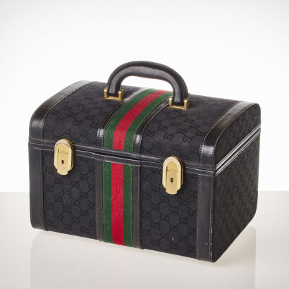 Gucci Black Canvas/Web Stripe Train Case