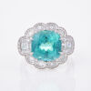 18ct White Gold, 8.83ct Cushion Cut Paraiba Tourmaline and Diamond Cluster Ring