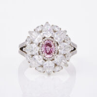 18ct White Gold .61ct Fancy Vivid Purplish Pink Diamond Ring