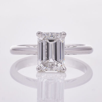 18ct White Gold, 3.03ct D VVS2 Emerald Cut Solitaire Ring