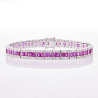 18ct White Gold, 10.98ct Pink Sapphire and 2.18ct Diamond Bracelet