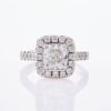 Platinum, 2.80ct Halo Cushion/Round Brilliant Cut Diamond Ring