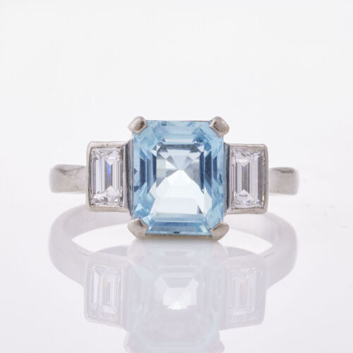 18ct White Gold, 2.00ct Aquamarine and .50ct Diamond Ring