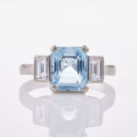 18ct White Gold, 2.00ct Aquamarine and .50ct Diamond Ring