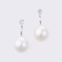 18ct White Gold, South Sea Pearl and Diamond Earrings