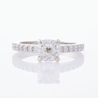 Naveya & Sloane, 1.20ct Cushion Cut, .31ct Brilliant Diamond Ring