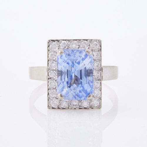 18ct White Gold, 5.30ct Sapphire and .40ct Diamond Ring