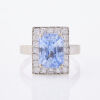 18ct White Gold, 5.30ct Sapphire and .40ct Diamond Ring