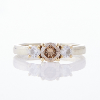 9ct White and Yellow Gold, .71cts Fancy Brown Diamond Ring