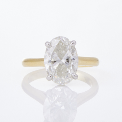 18ct Yellow Gold / Platinum, 3.01cts Oval Solitaire Diamond Ring