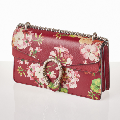 Gucci Red Leather Flower Dionysus Bag