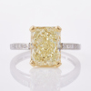 Platinum/18ct Yellow Gold, 3.52ct Light Fancy Yellow Diamond Radiant Cut&nbsp;Ring with Carre cut Shank