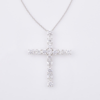 Harry Winston, Platinum, Symbols Large 3.01ct Diamond Madonna Cross Pendant and Necklet Set