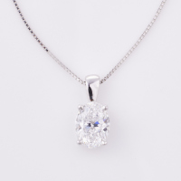 18ct White Gold, 2.20ct Oval Cut, D Colour Diamond Pendant