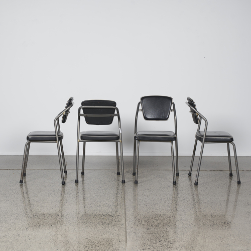 A Suite Of Four Vintage Boiler Room Industrial Steels Chairs