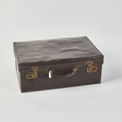 An Antique Harrods Vanity Trunk With Tortoise Shell Detailing