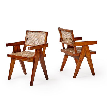 A Pair of Pierre Jeanneret Chandigarh Chairs PJ-SI-28-B  