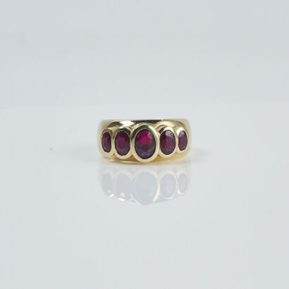 18ct Five Stone Ruby Ring