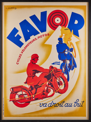 An Original 1934 Art Deco Motorcycle Poster by Mathey 