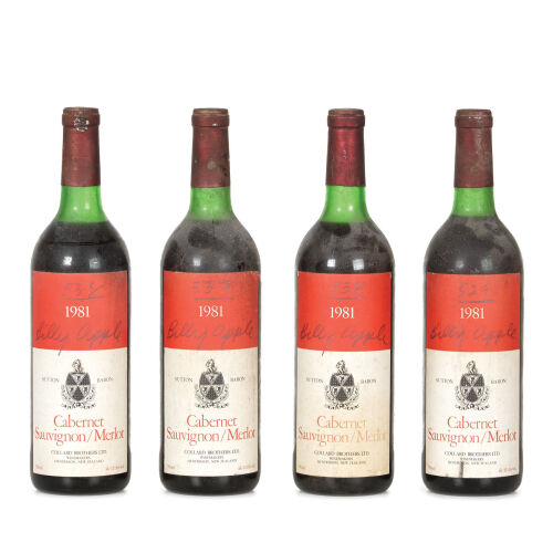 A Selection of Four Billy Apple Signed Bottles of 1981 Cabernet Sauvignon / Merlot