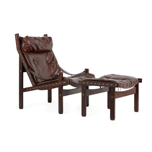 A Backhouse Safari Chair and Ottoman 