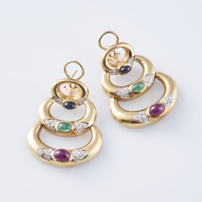 14ct Gold Multi Gemstone Earrings