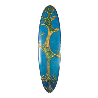 A Dean Buchanan Painting on Rodney Davidson Surfboard