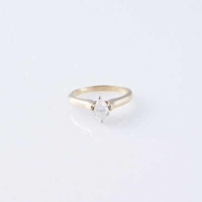 14ct Gold Marquise Diamond Solitaire