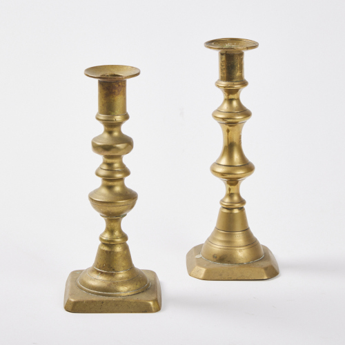 A Pair of Antique Brass Candlestick Holders