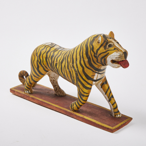 A Folk Art Wood Carved Tiger