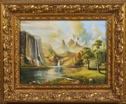 An Oil Landscape With Ornate Frame