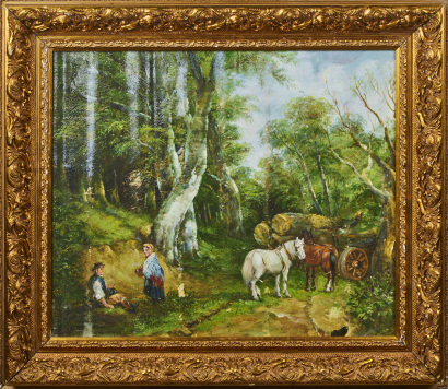 A Landscape Scene With Ornate Frame