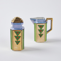 A Hand-Painted Art Deco Milk Jug And Salt Shaker From Japan