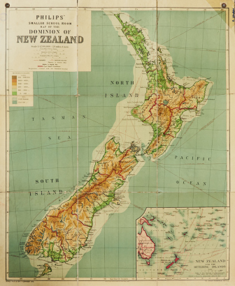 A Vintage School Map Of New Zealand