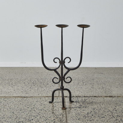 A Wrought Iron Candle Stand