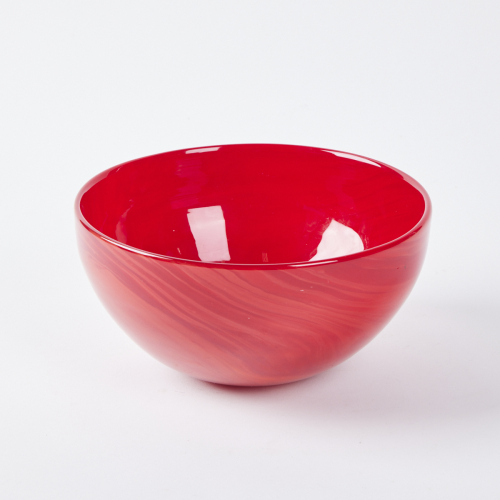 A Garry Nash Red Swirl Glass Bowl