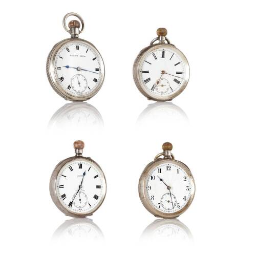 Four Vintage Swiss Open Face Pocket Watches, 1900-1920