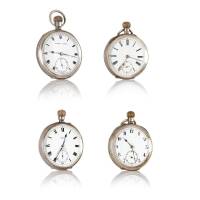 Four Vintage Swiss Open Face Pocket Watches, 1900-1920
