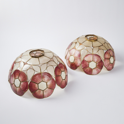 A Pair Of Capiz Shell Lampshades