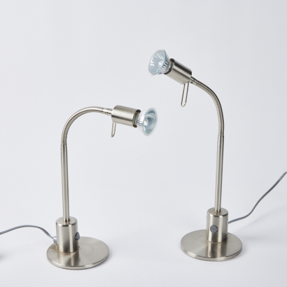 A Pair Of Contemporary Stainless Table Lamps