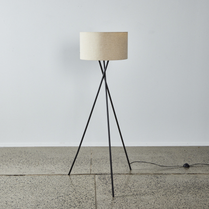 A Designer Tripod Lamp with Beige Shade