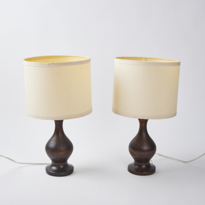 A Pair of Vintage Polygon Treen Bedside Lamps