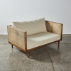 A Solid Wood Light Walnut & Rattan 2-Seater Sofa By BohoBoho Verus