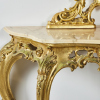 A French Rococo Gold Leaf Marble Top Mirrored Console - 2