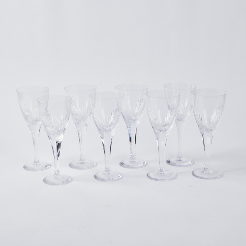 A Set of Eight 'Fount' Atlantis Crystal White Wine Glasses