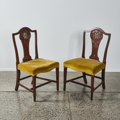 A Pair Of Velvet Upholstered Hepplewhites Dining Chairs