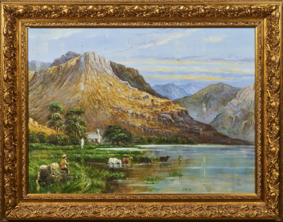 A Landscape Scene With Ornate Frame